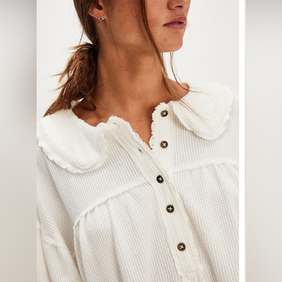 Free People White Button-Up Top - Picture 3 of 6
